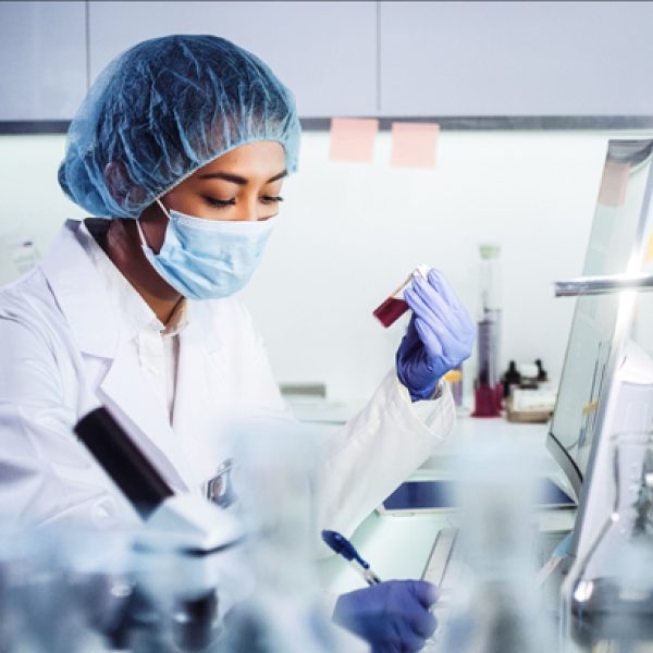 Young woman during virus lab tests